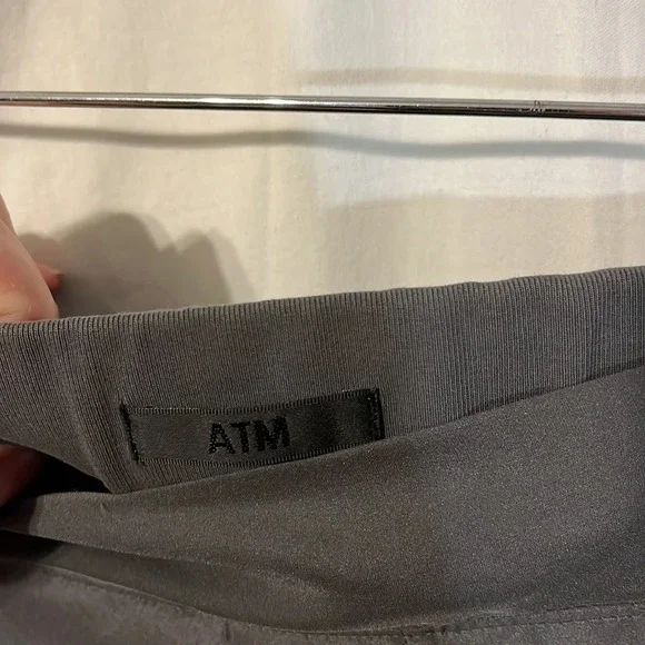 Atm Pleated Front Silk Charcoal Grey Slightly Cropped Pull On Jogger